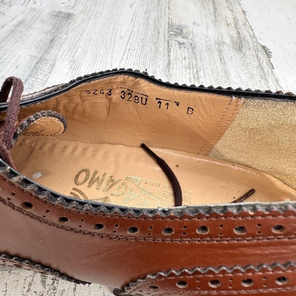 Salvatore Ferragamo Firenze Oxford Brogue Dress Shoes Men\'s 11B English Tan main image 5
